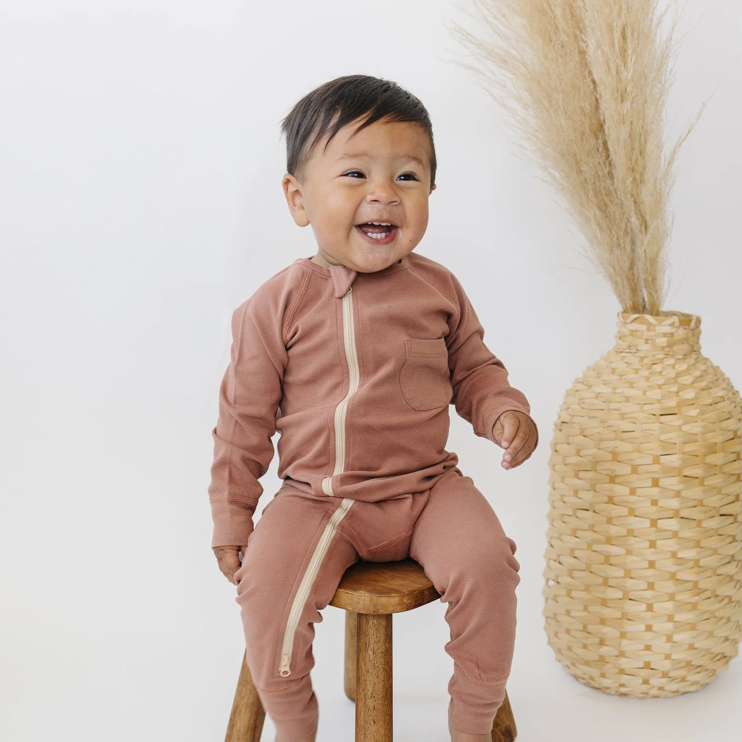 Our Little Treasures - Zip Romper in Chestnut