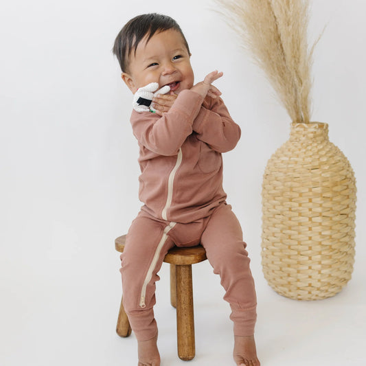 Our Little Treasures - Zip Romper in Chestnut
