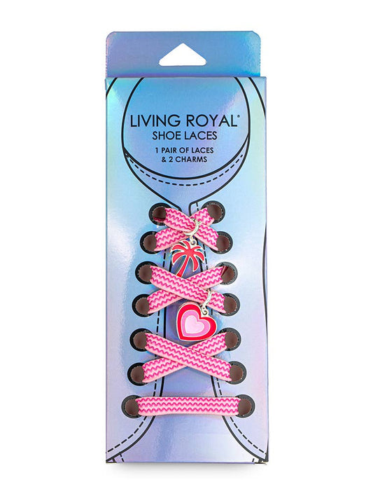 Living Royal - Shoelaces w/ Charms Set - Pink Laces w/ Palm Tree & Heart