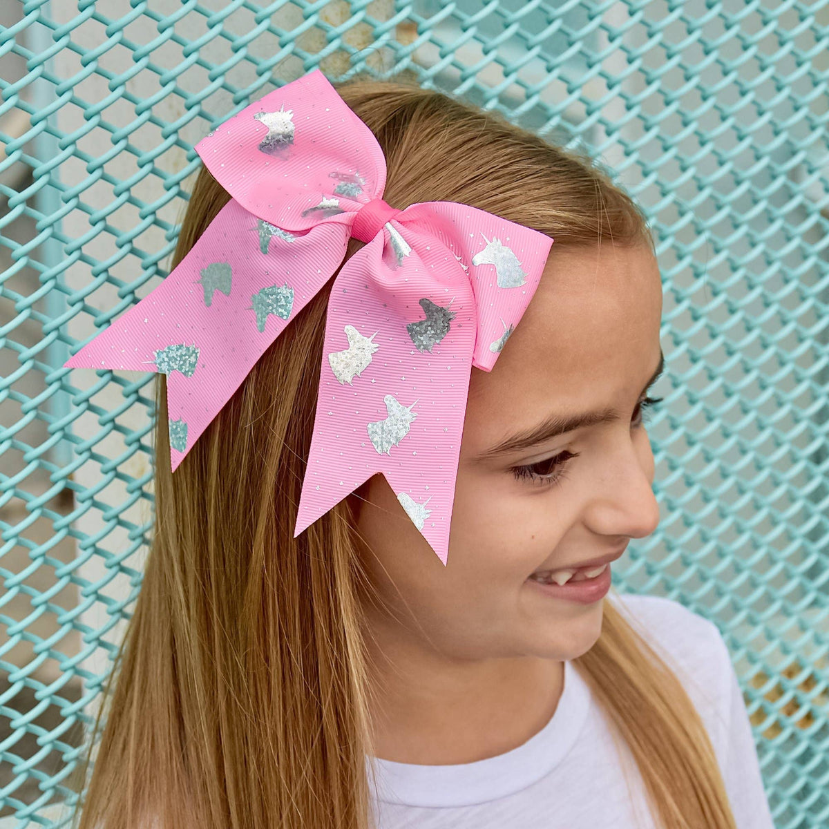 Frog Sac Large Unicorn Glitter Hair Bows, 4-Pack