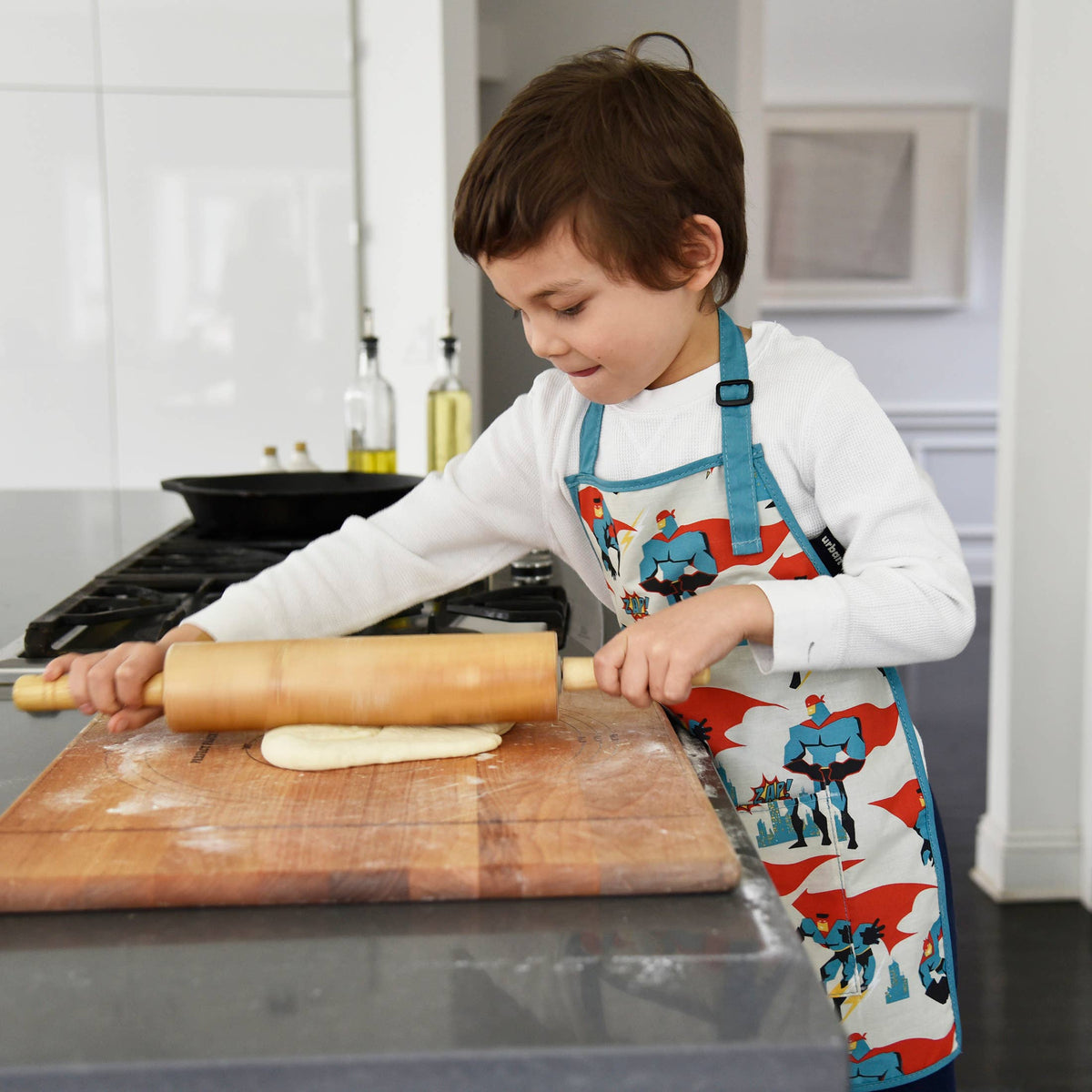 Urban Infant - Little Helper Kids Apron, Washable Cotton/Poly - Urban Dude: MEDIUM