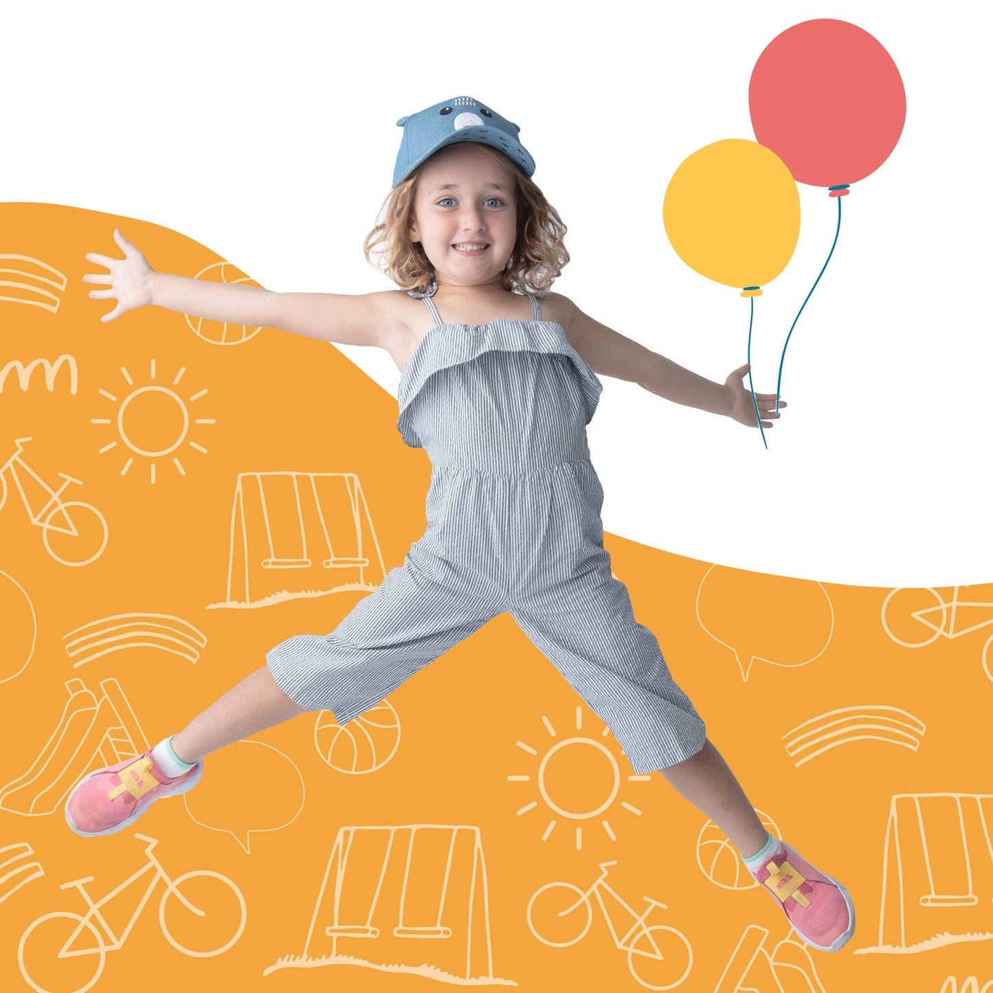 Flapjackkids - Kids Upf50+ 3D Cap - Bear Chambray (4-6Y)