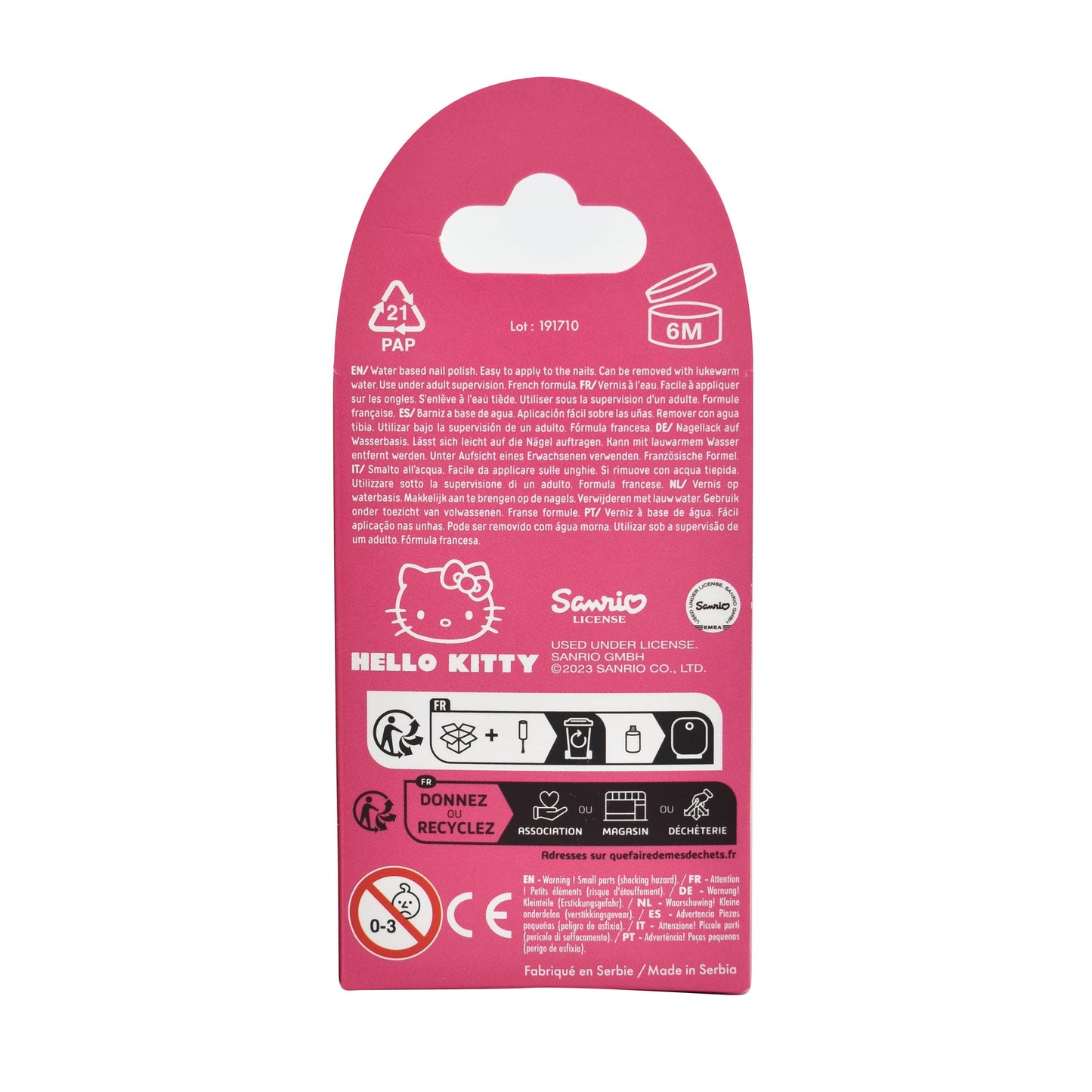 Takecare - Hello Kitty - Water-based nail polish for children - 9 ml