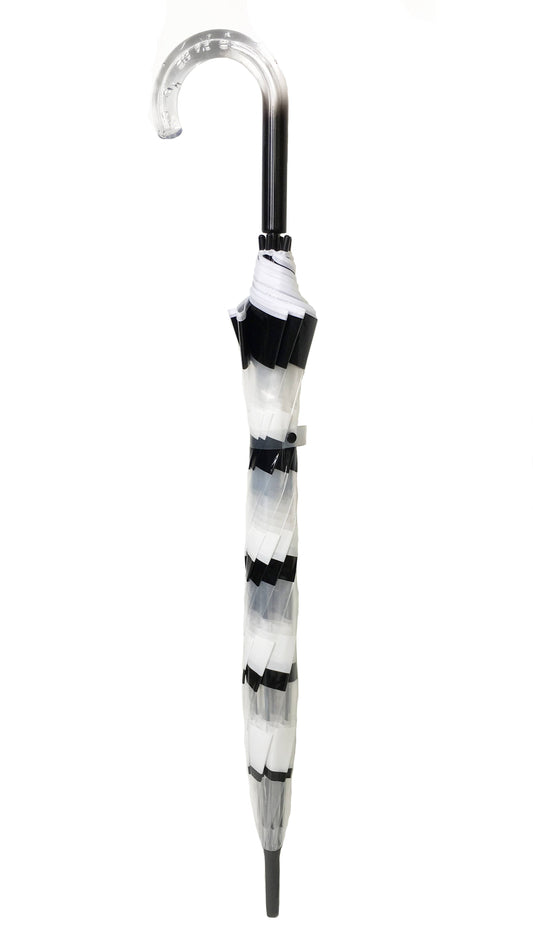 SMATI - Long Transparent Umbrella Black & White Stripe