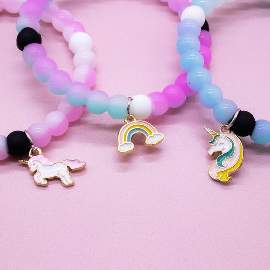 Frog Sac - Glow in the Dark Unicorn Charm Bubble Bracelets