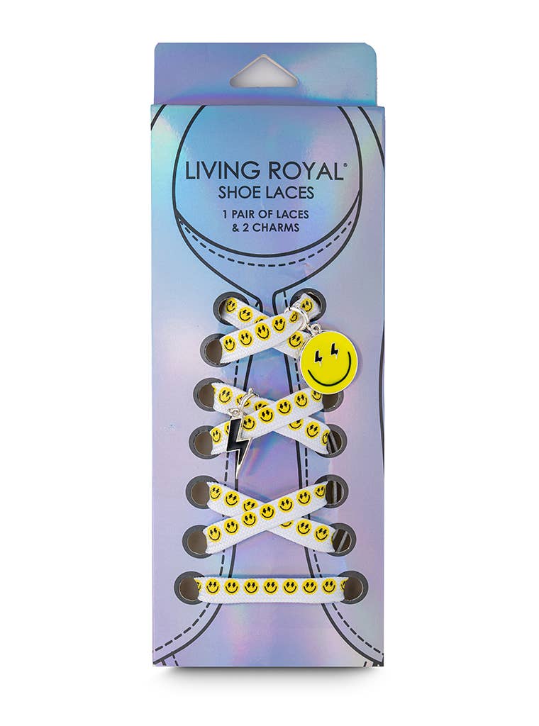 Living Royal - Shoelaces w/ Charms Set - Lightning Bolt Eyes Happy Faces