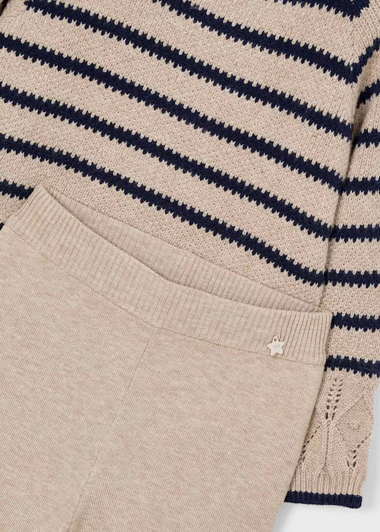 Mayoral - Heather Toffee Striped Sweater and Pants Set