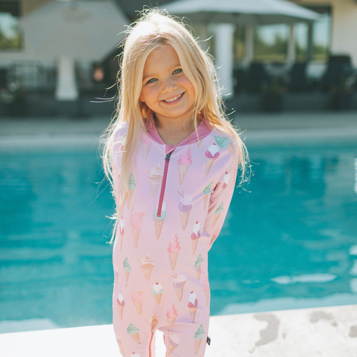 Honeysuckle Swim - Kids Full Body Sunsuit - Florescent