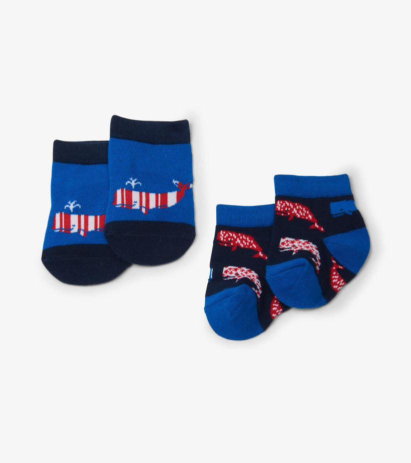 Little Blue House Nautical Whale Blue 2-Pack Baby Socks