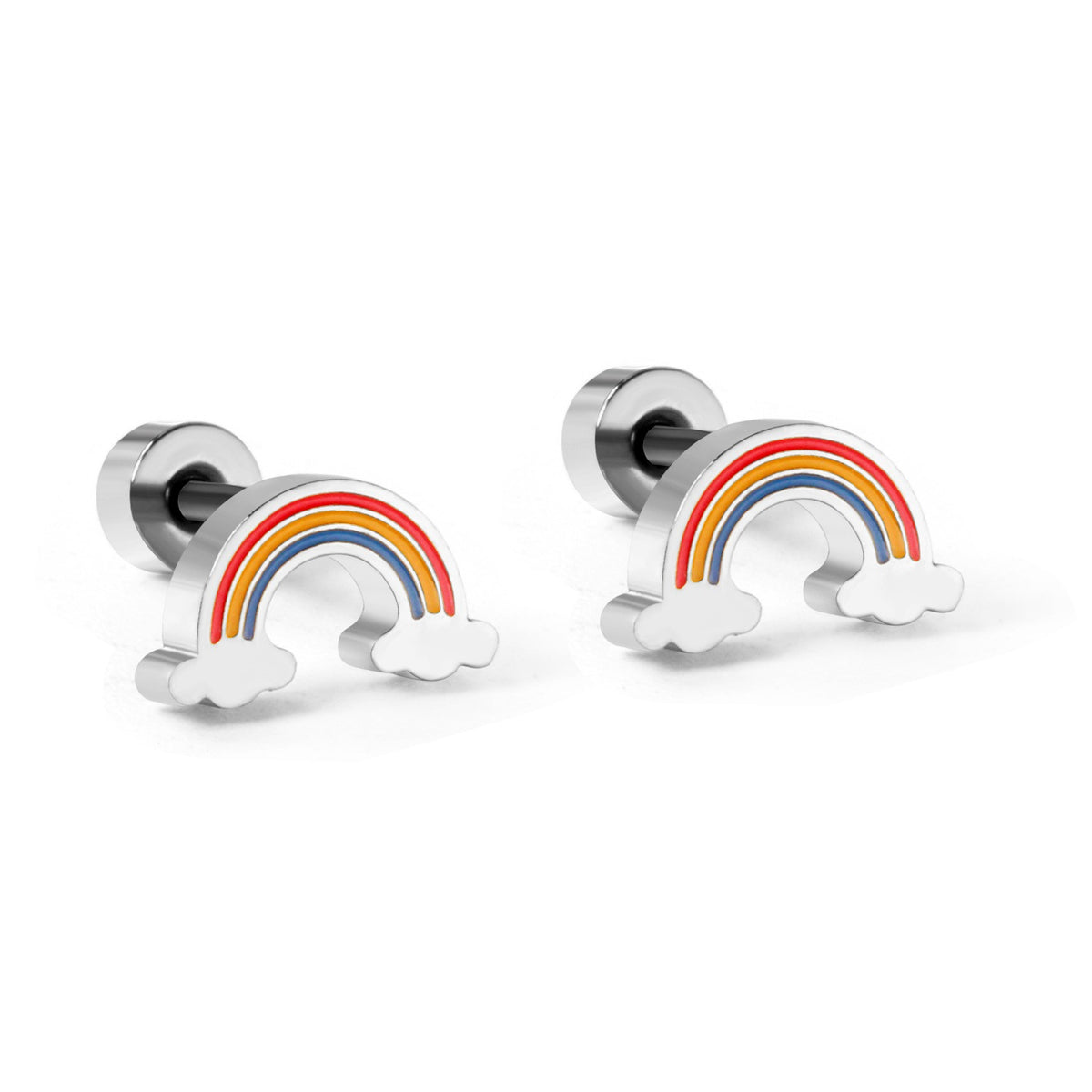 Oh! Cherise Stainless Steel Flat Back Earrings