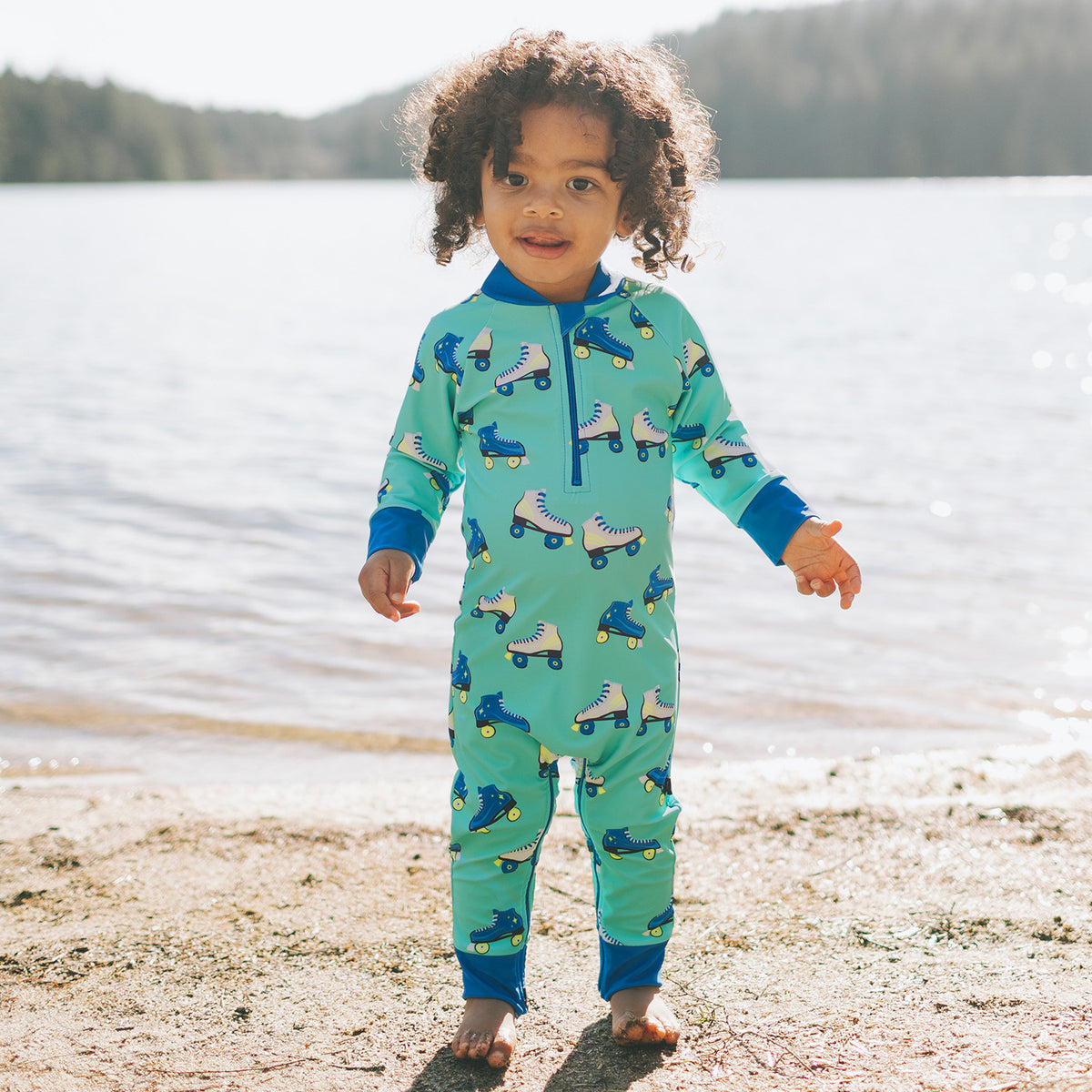 Honeysuckle Swim - Kids Full Body Sunsuit - Florescent
