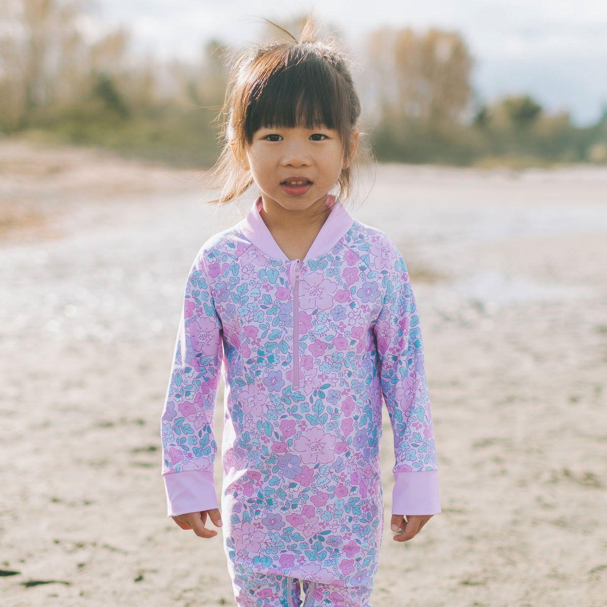Honeysuckle Swim - Kids Full Body Sunsuit - Florescent