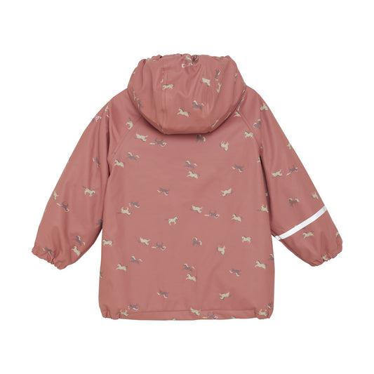 Celavi - kid Rainwear jacket W. Fleece - Brick Dust - 3/4Y