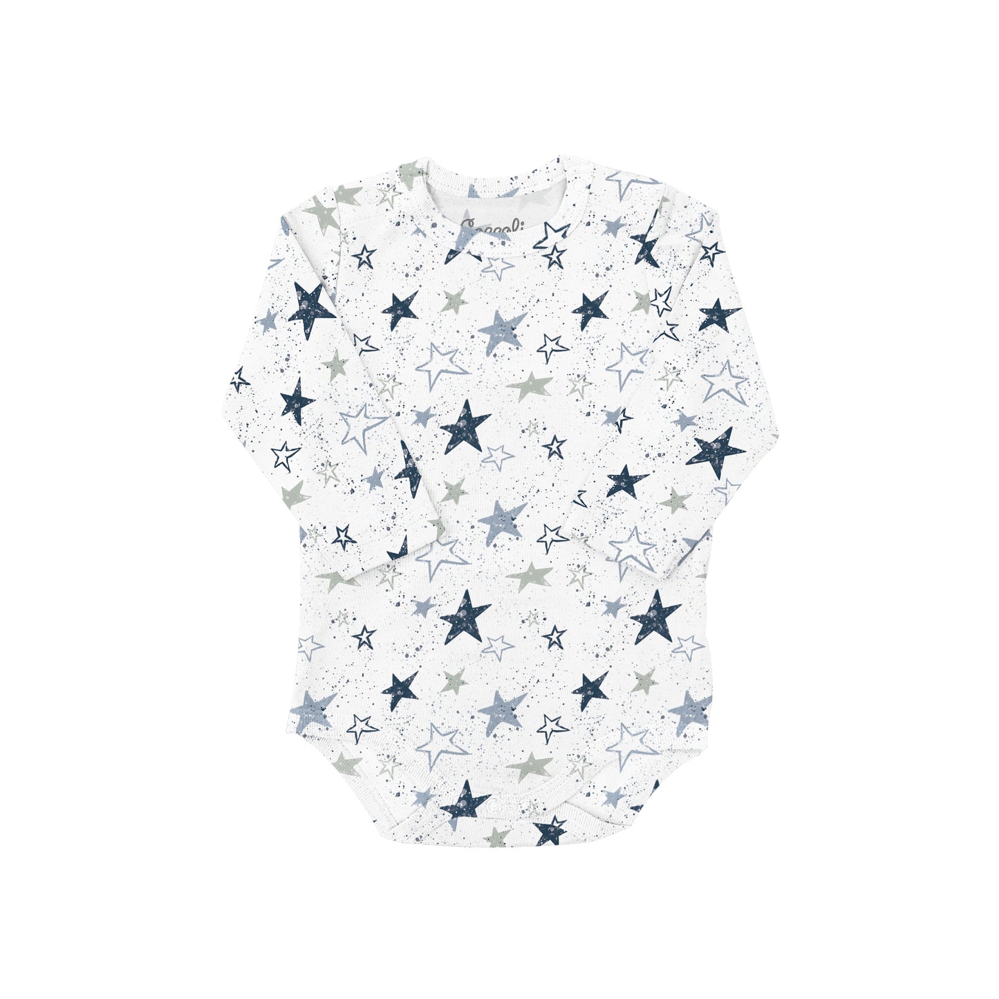 Coccoli Modal Romper Long Sleeve Bodysuit - Stars On Cream 3M