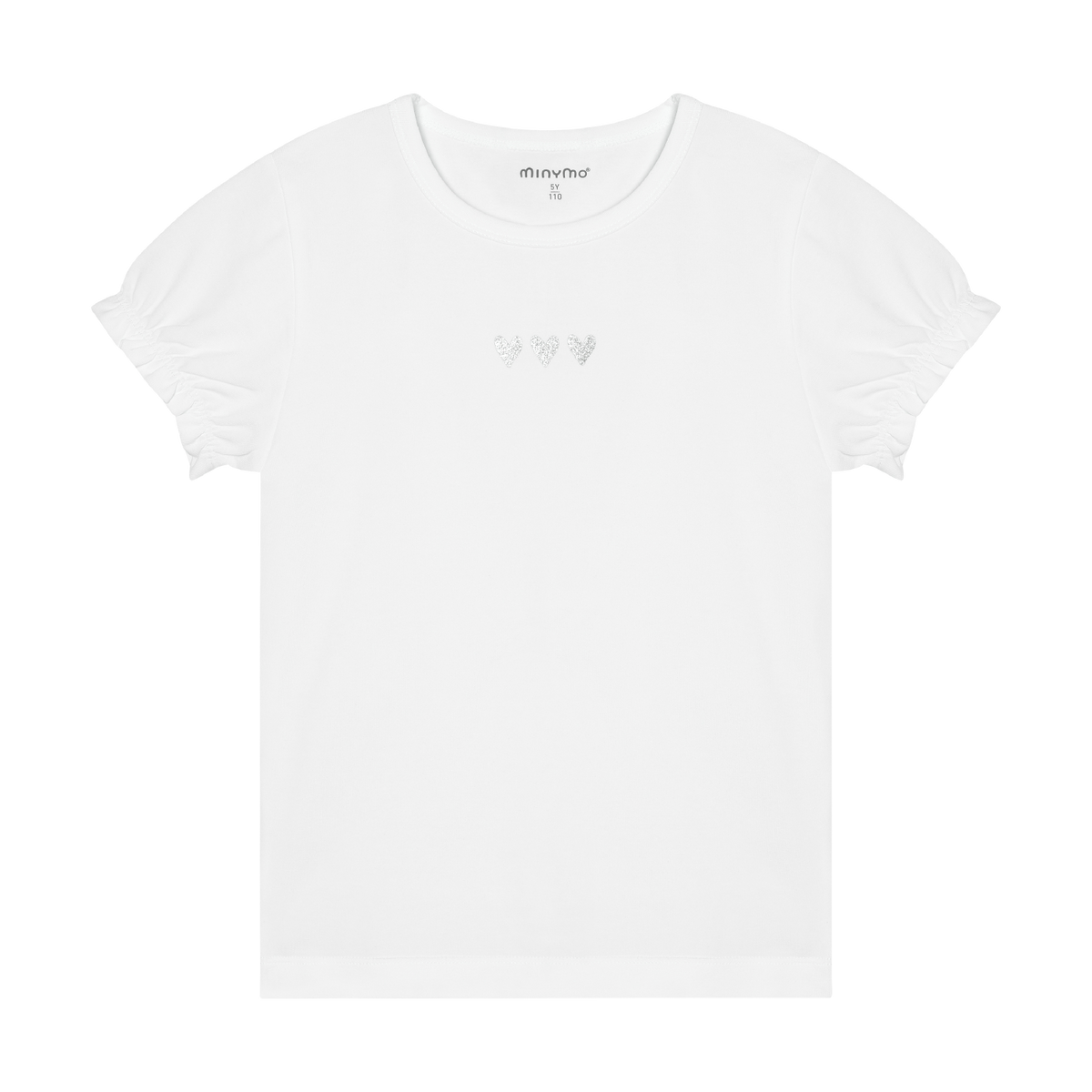 Minymo - Cotton Short Sleeve T-Shirt with Silver Heart Graphic