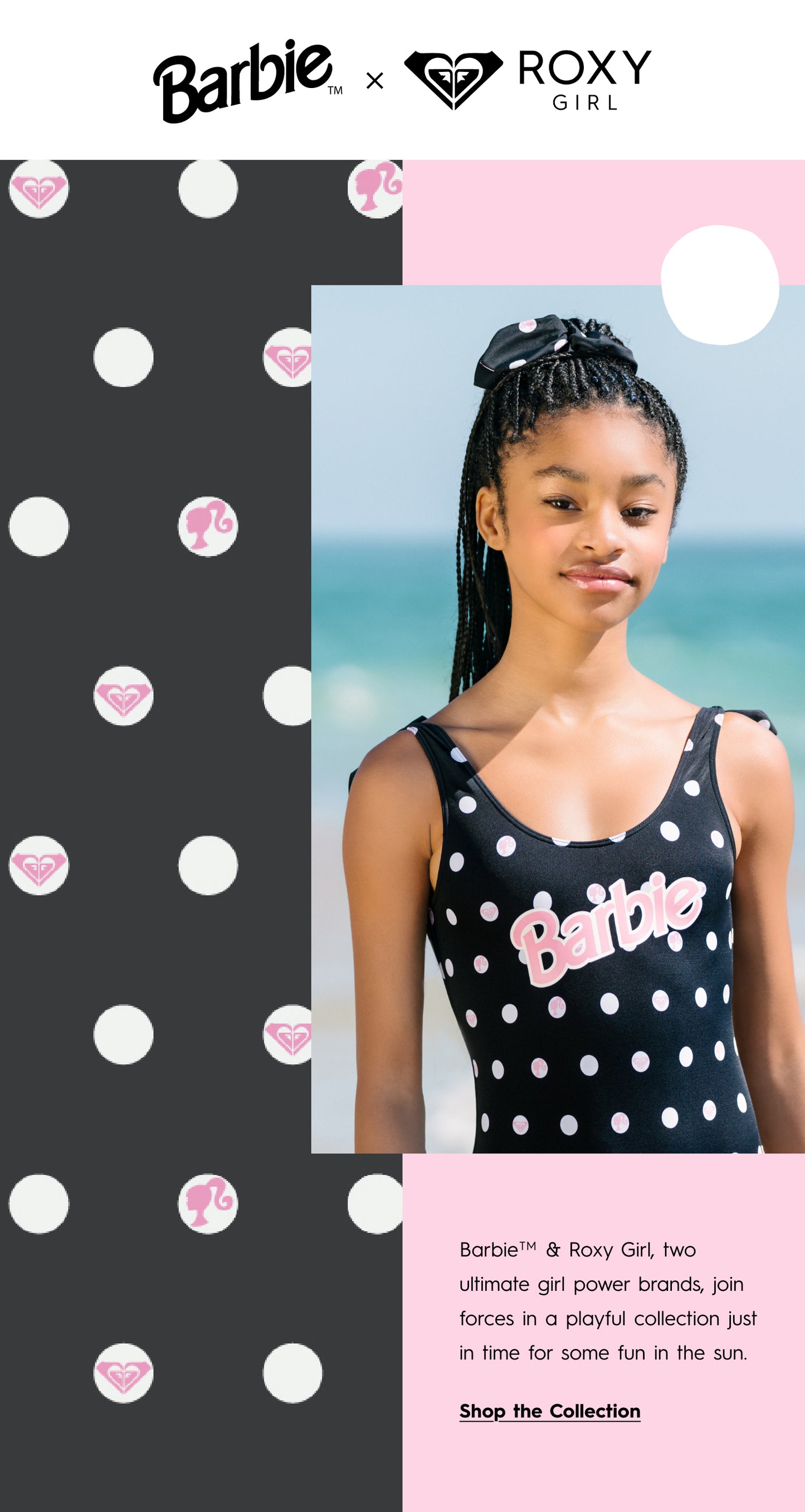 Roxy - Barbie Polka Dot Low Back One Piece Swim Suit - 5Y