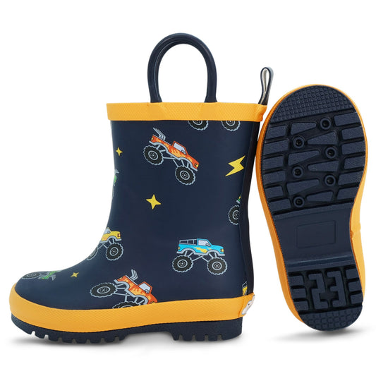 Jan & Jul - Kids Rubber Rain Boots - Big Trucks