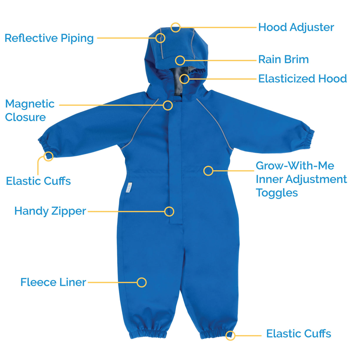 Jan & Jul - Kids Cozy-Dry Fleece Lined Waterproof Rainsuit