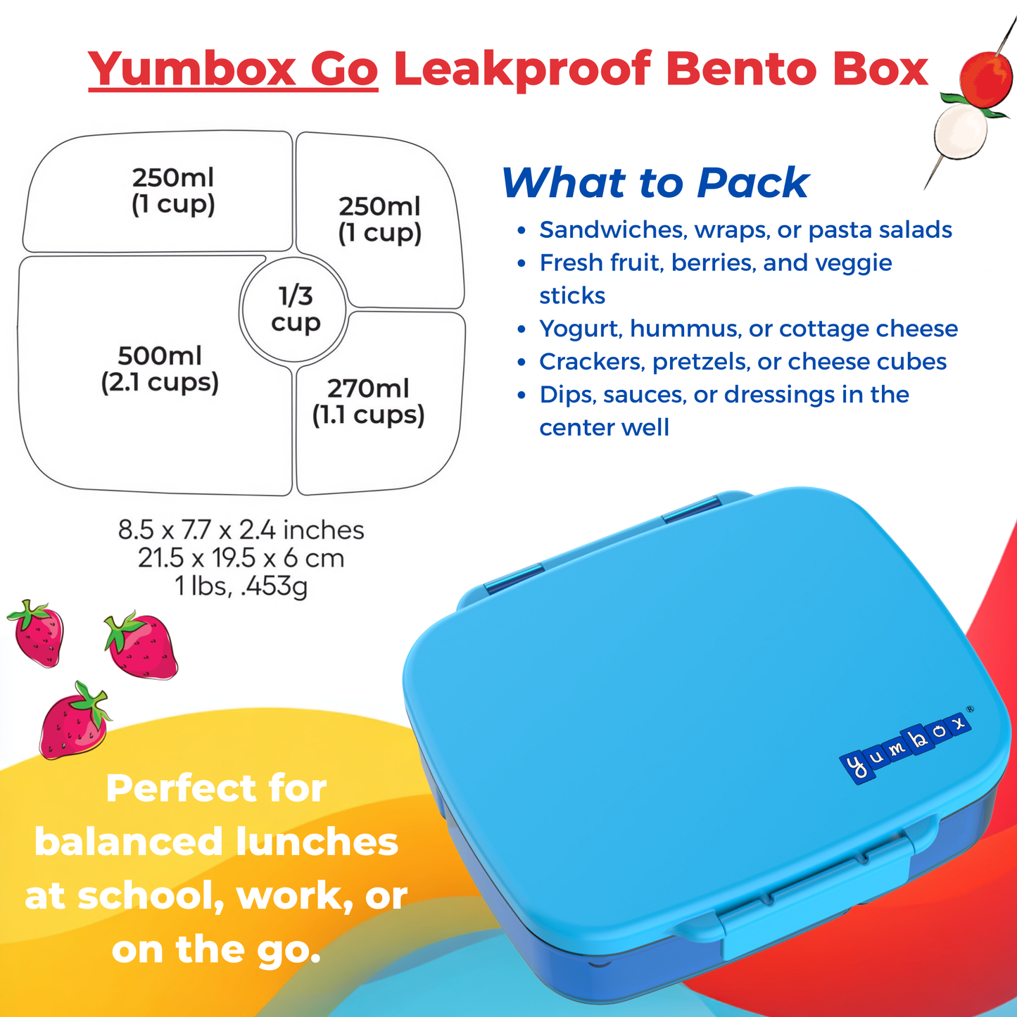 Yumbox - Yumbox Go Leakproof Bento Lunch Box – 5 Compartment, 5.6 Cup