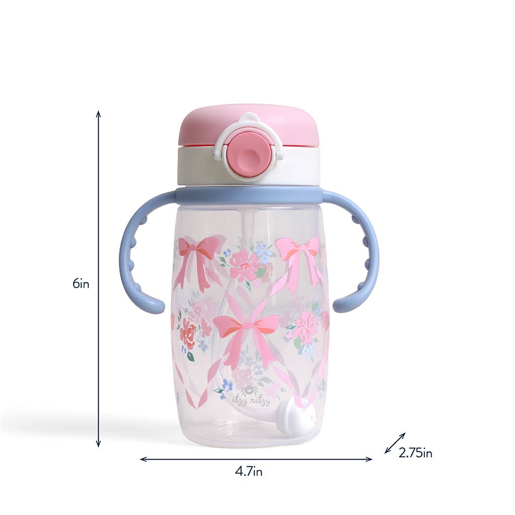 Itzy Ritzy Canada - Itzy Sips - Straw Cup With Snap-Close Lid: Ribbons & Roses
