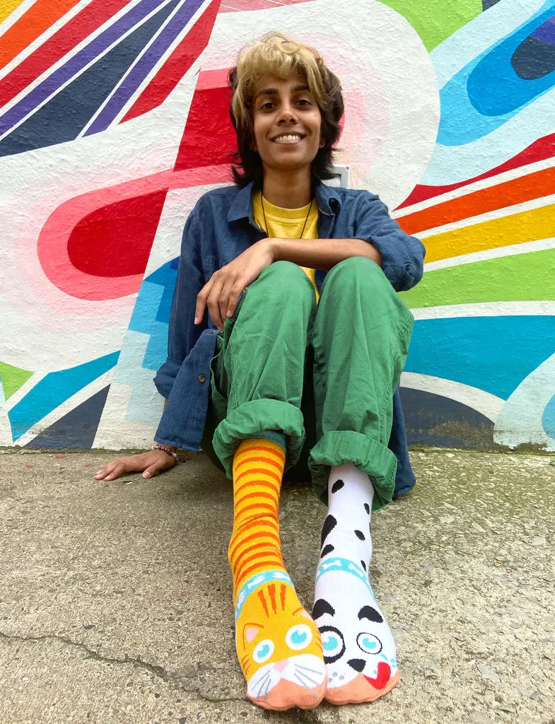 Pals Socks - Cat & Dog Fun Mismatched Socks for Adults