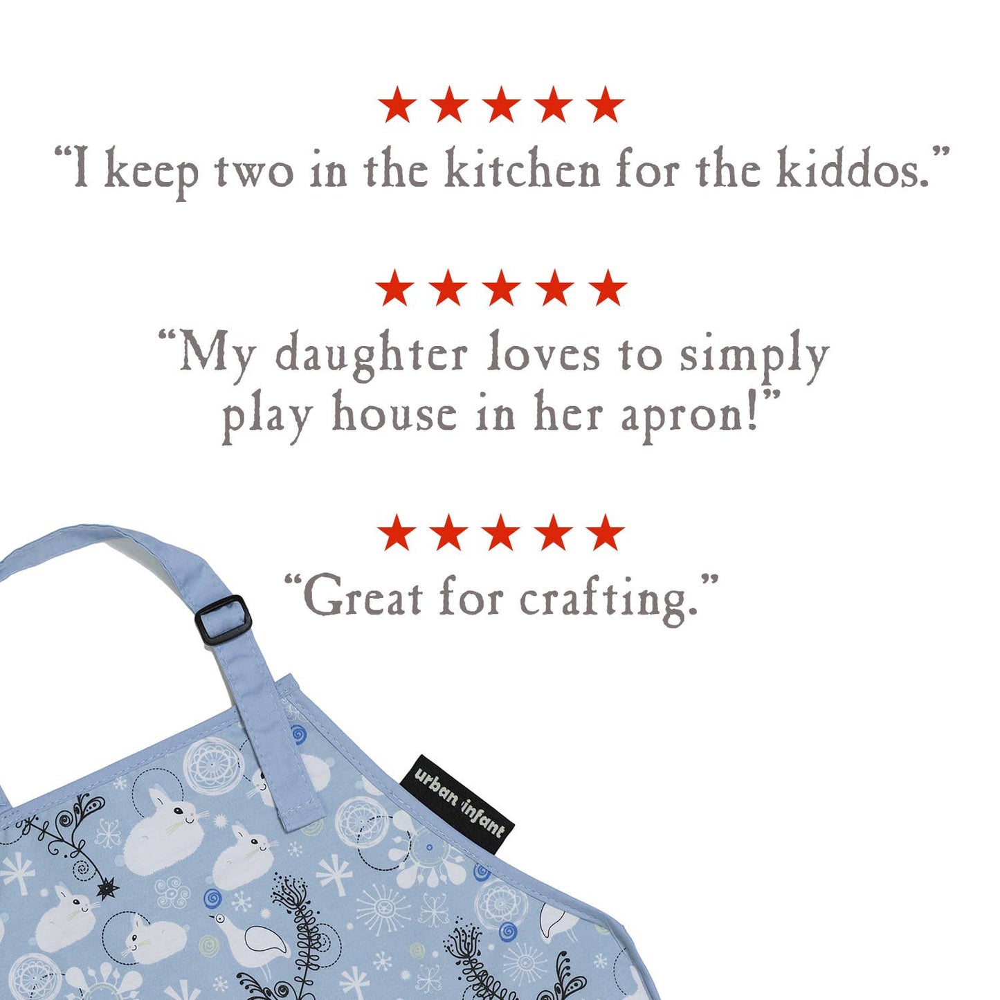 Urban Infant - Little Helper Kids Apron, Washable Cotton/Poly - Bunnies: SMALL