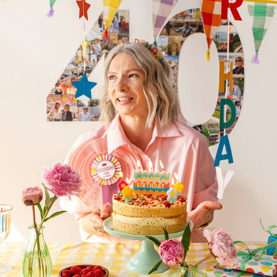 Talking Tables USA - Multi Colored Daisy Birthday Candles |5 Pack |Cake Candles |