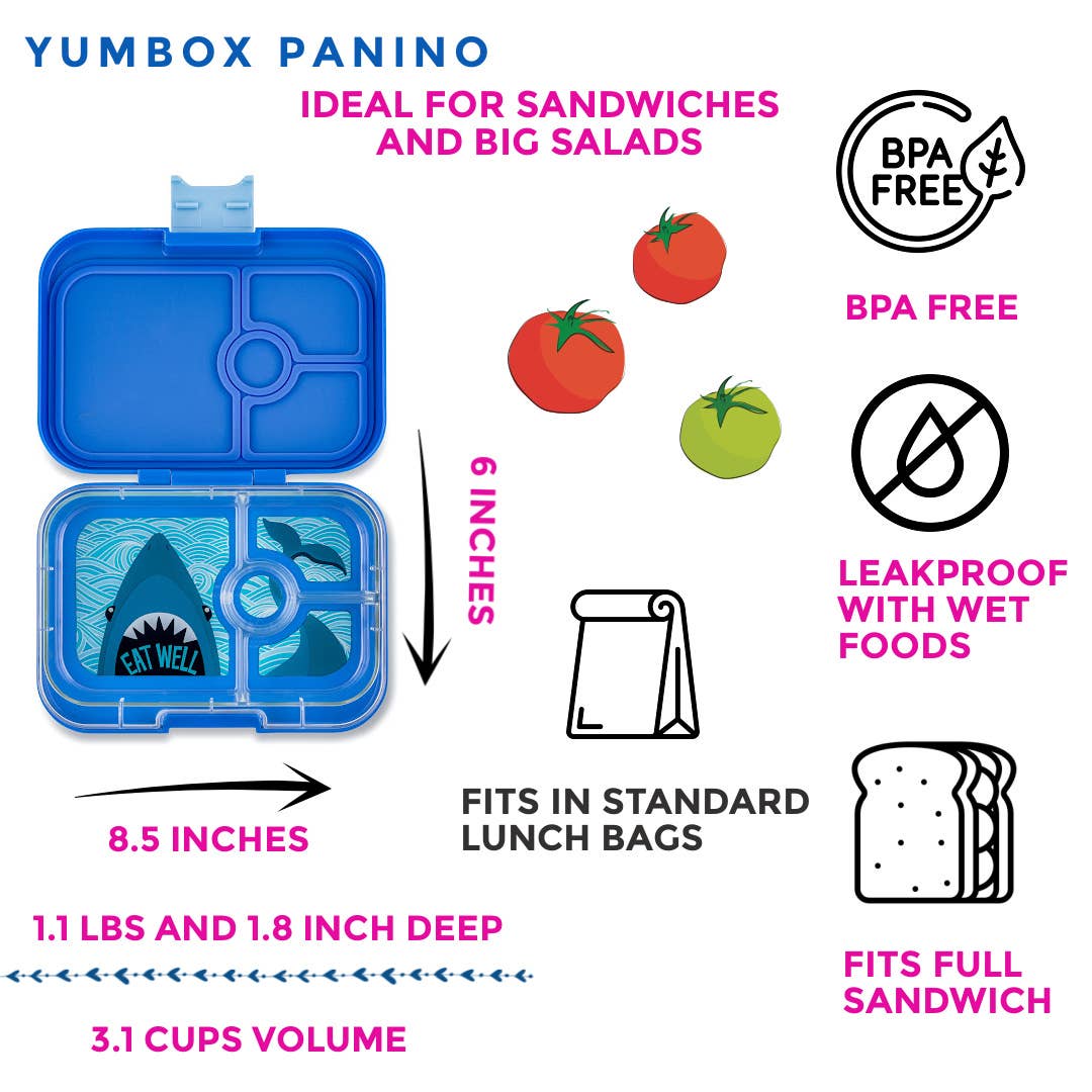 Yumbox - Leakproof Sandwich Friendly Bento Box - Surf Blue Shark Tray