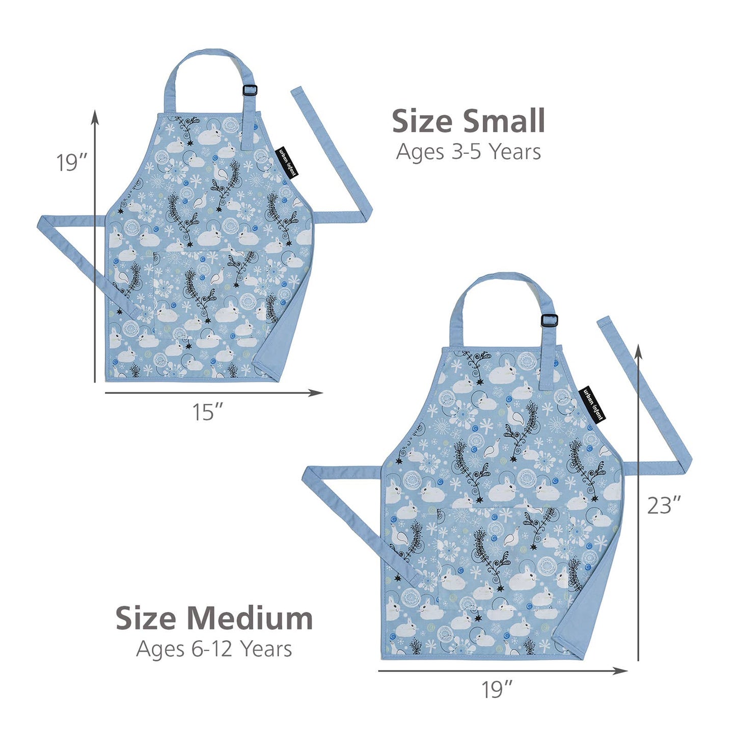 Urban Infant - Little Helper Kids Apron, Washable Cotton/Poly - Bunnies: MEDIUM