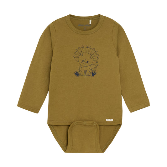 Minymo - Triceratops Long Sleeve Onesie - 3 Months