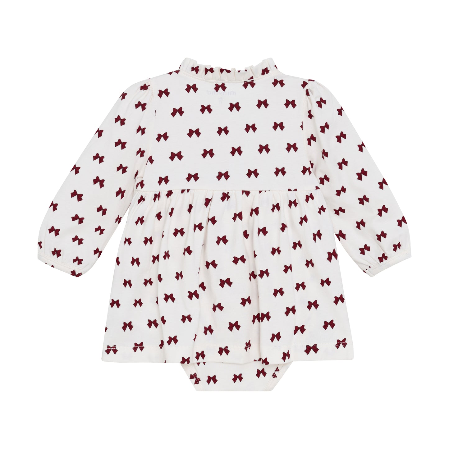 Minymo - Bows on Cream Dress Onesie with Buttoned Collar - 3M