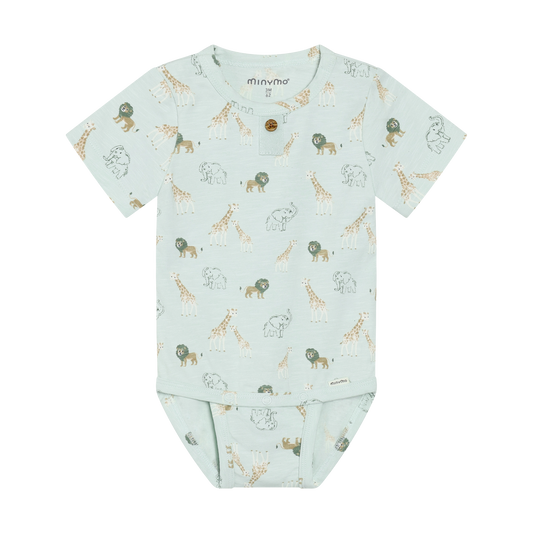 Minymo - Safari Friends All Over Print Short Sleeve Bodysuit