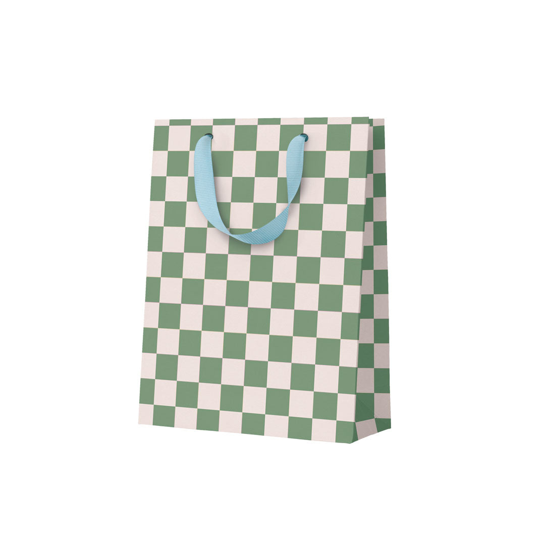 Ohh Deer Khaki Checkerboard Small Gift Bag
