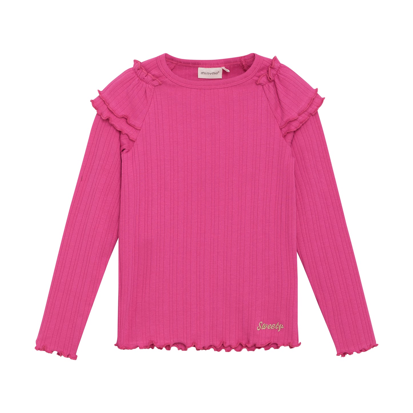 Minymo - Long Sleeve Ribbed T-shirt with Ruffle Sleeves - 5 Years