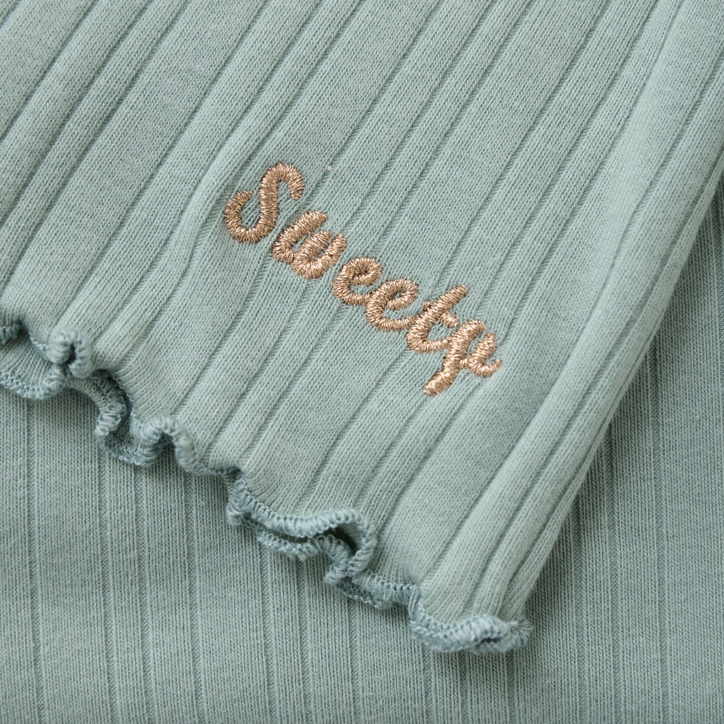 Minymo - Long Sleeve Ribbed T-shirt with Ruffle Sleeves - 5 Years