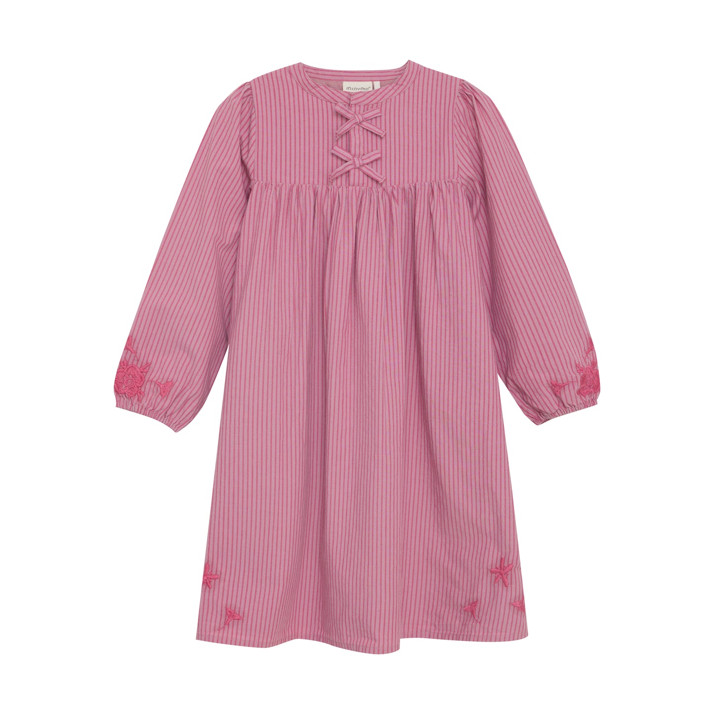 Minymo - Striped Dress with Floral Embroidery - 5 Years