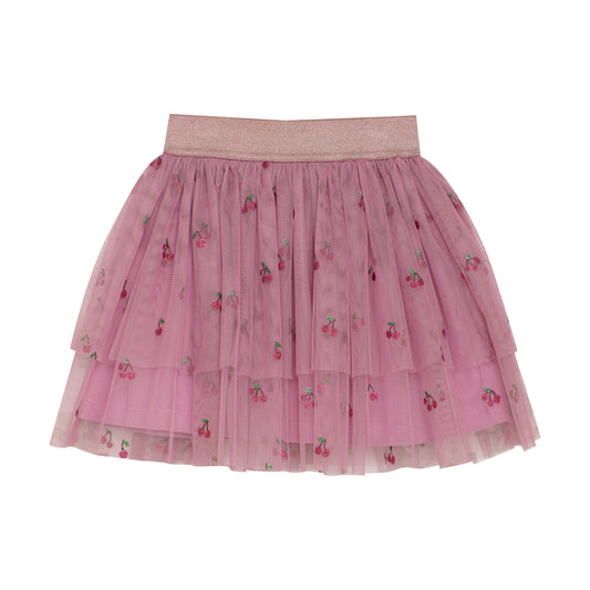 Minymo Tulle Cherry Print Skirt