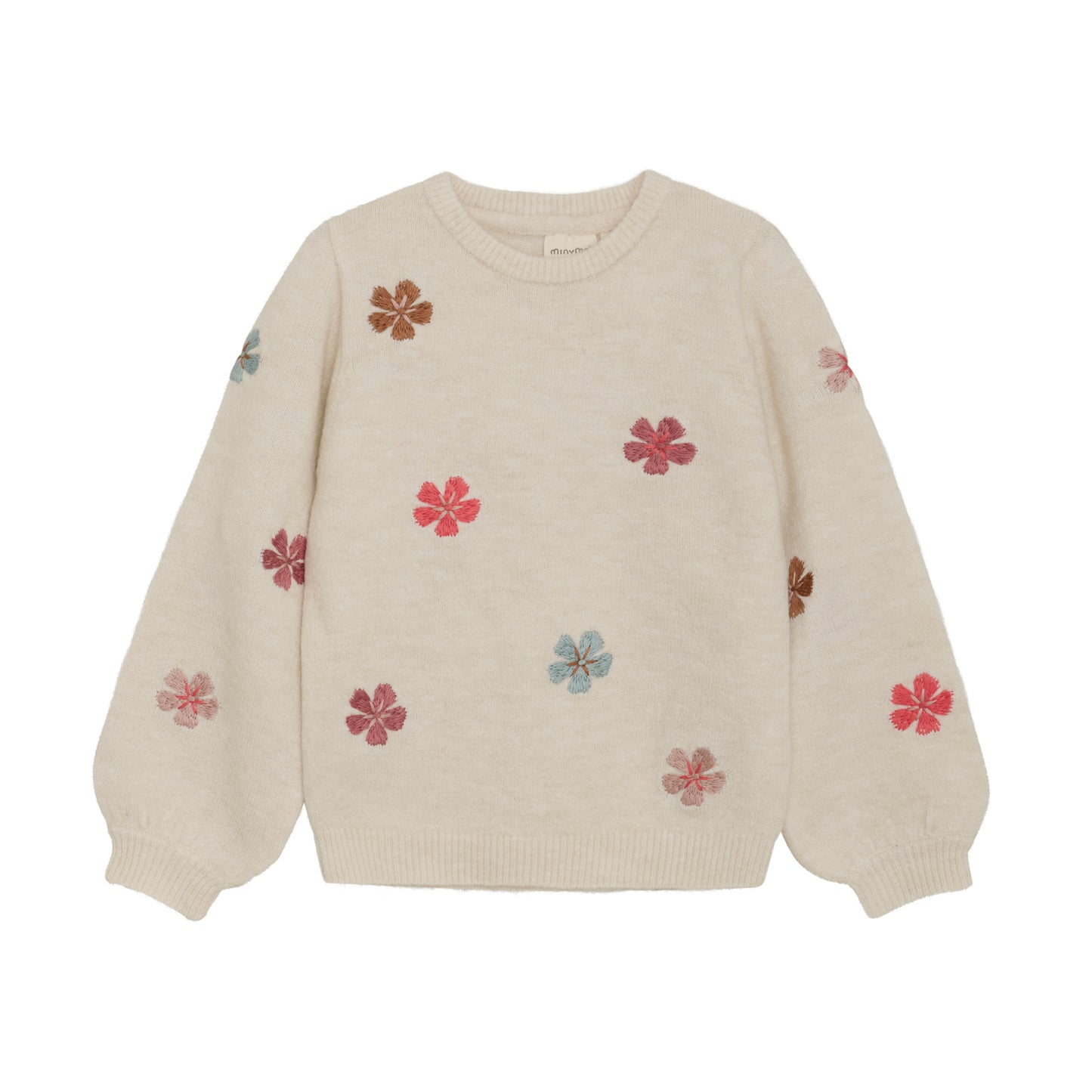 Minymo Flower Embroidered All Over Knit Pullover Sweater Sandshell