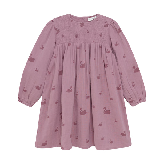 Minymo - Long Sleeve Swan Pink Dress - 5Y