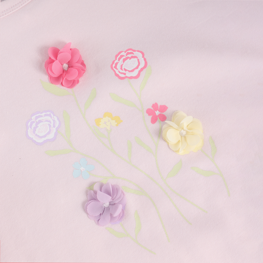 Minymo - 3D Floral Graphic T-Shirt - 5Y