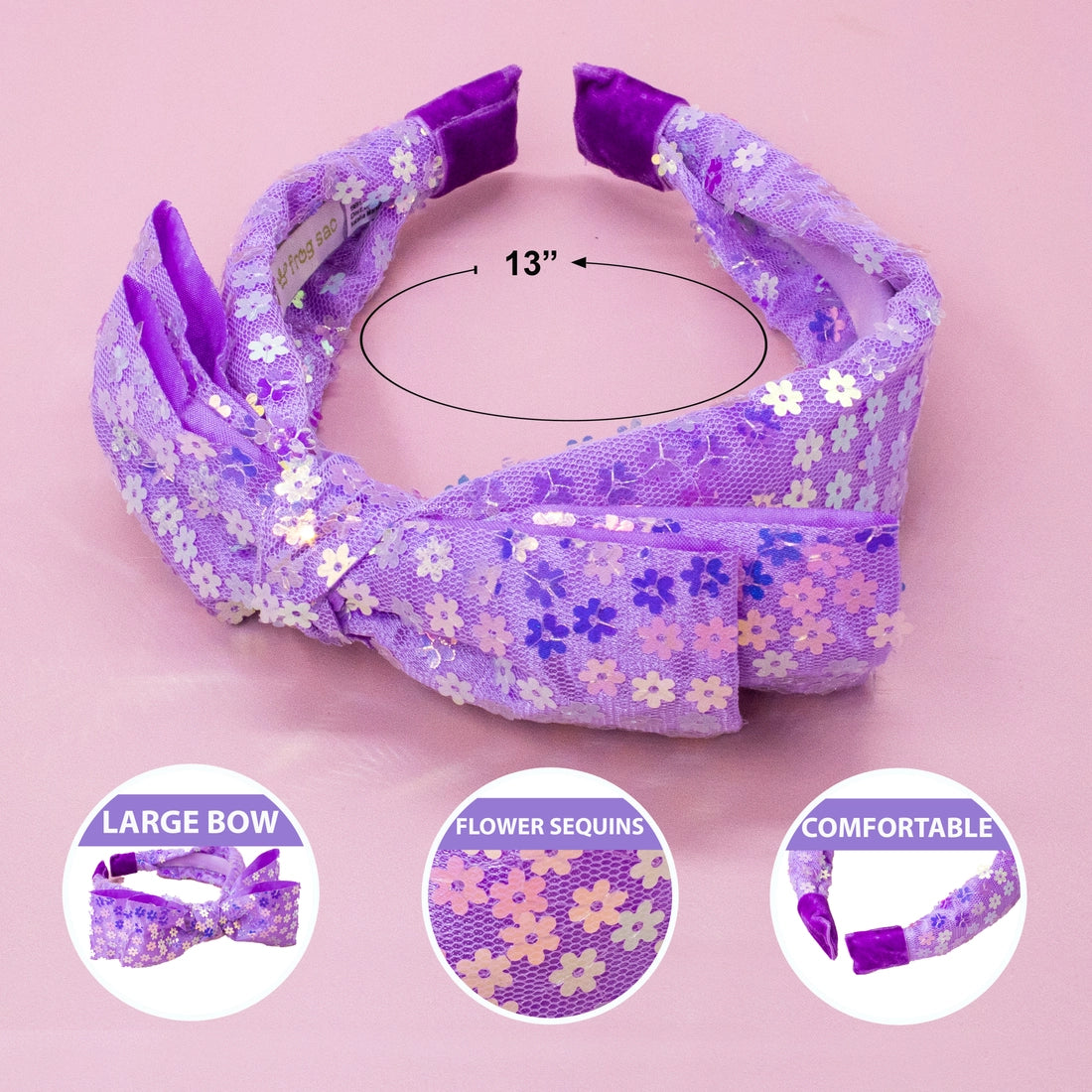 Frog Sac - Big Bow Headband - Double Layer Sequin