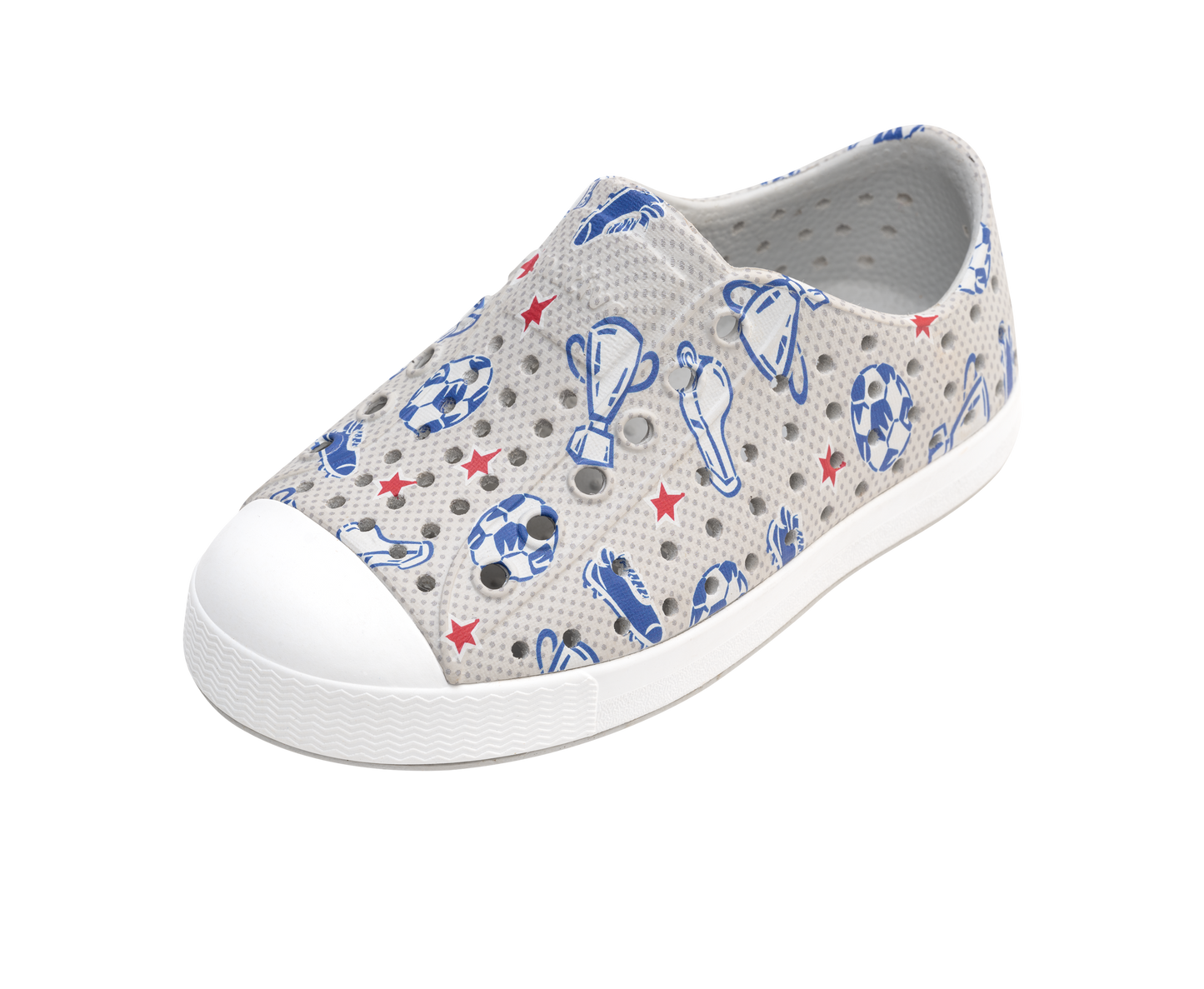 Native Shoes - Jefferson Print Kids - Hyams Grey/Shell White/Soccer Trophy