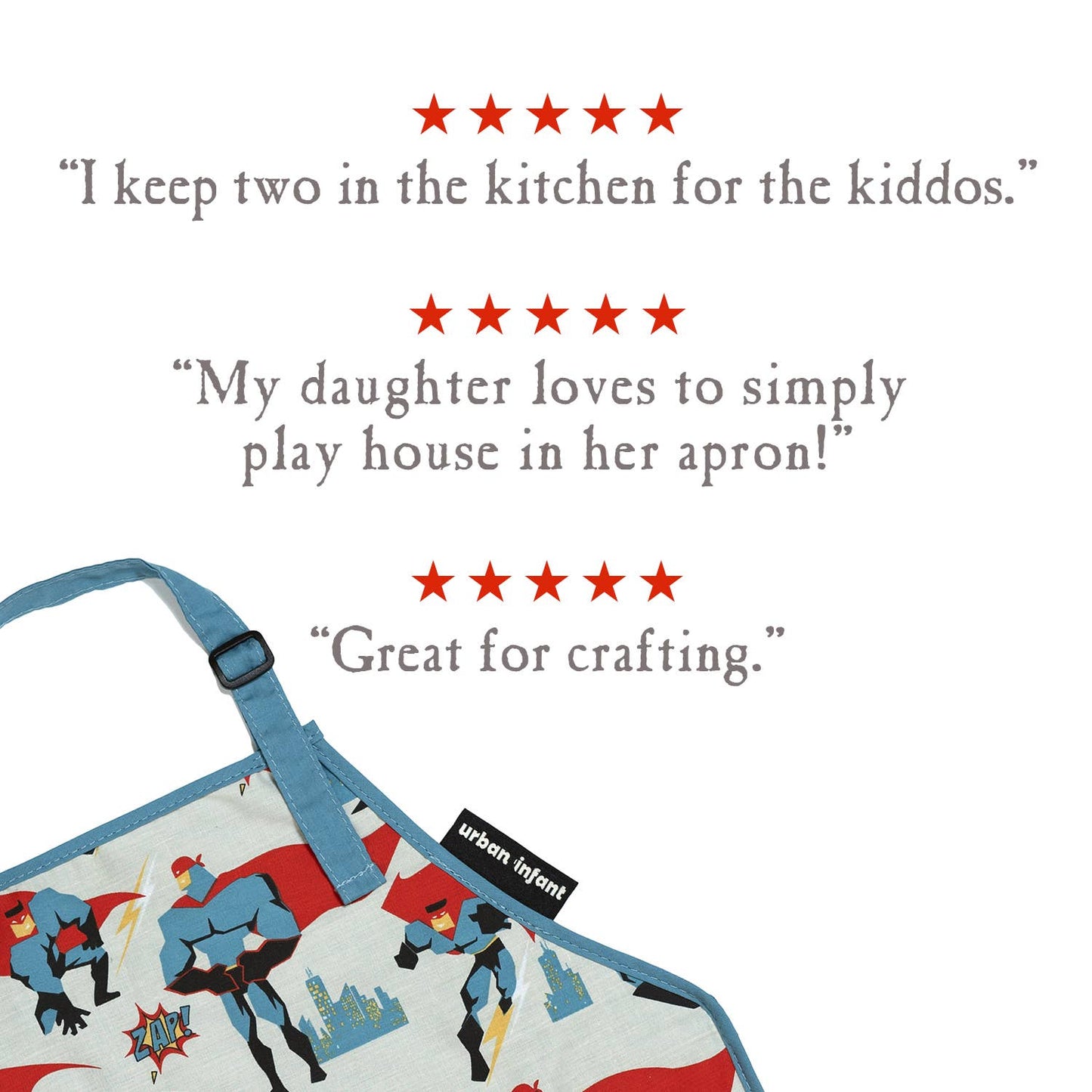 Urban Infant - Little Helper Kids Apron, Washable Cotton/Poly - Urban Dude: SMALL