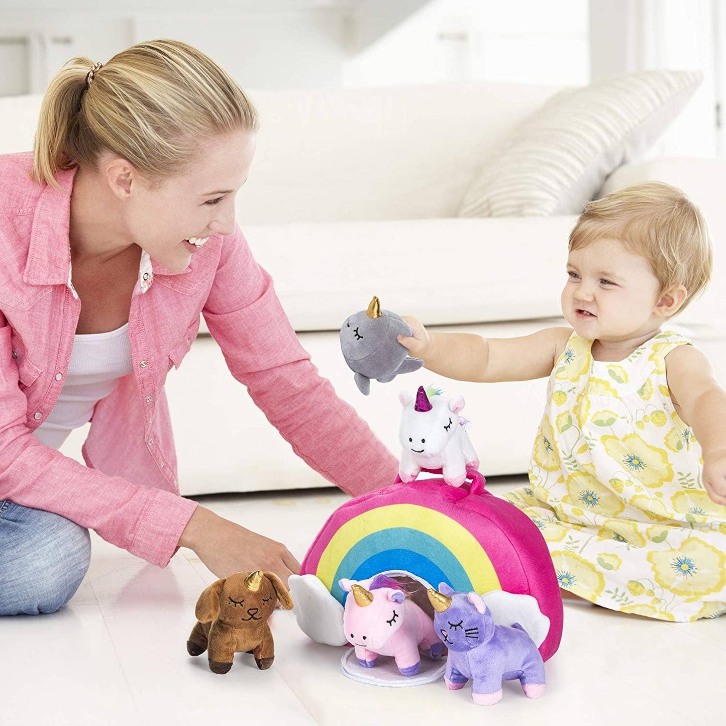 5-Piece Stuffed Unicorn Toy Set with To Carry Unicorn Bag