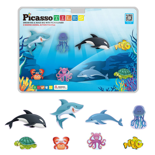 PicassoTiles 8pc Marine Animal Magnetic Action Figures