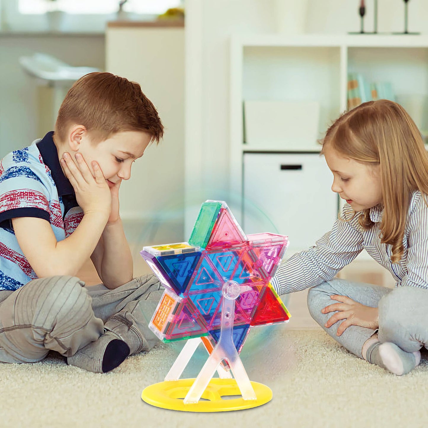 PicassoTiles 9pc Ferris Wheel Magnetic Tile Building Set