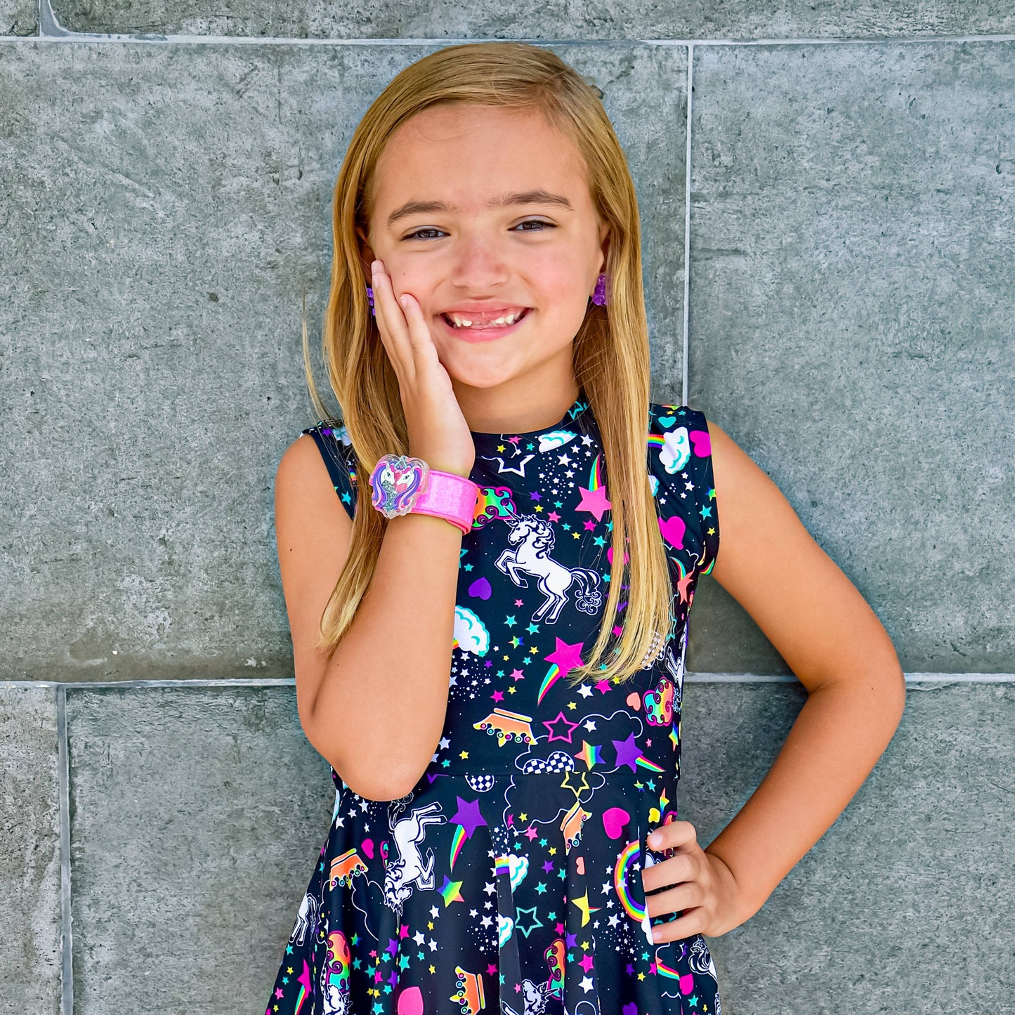 Frog Sac - Unicorn Slap Bracelet with Glitter Shaker Charm