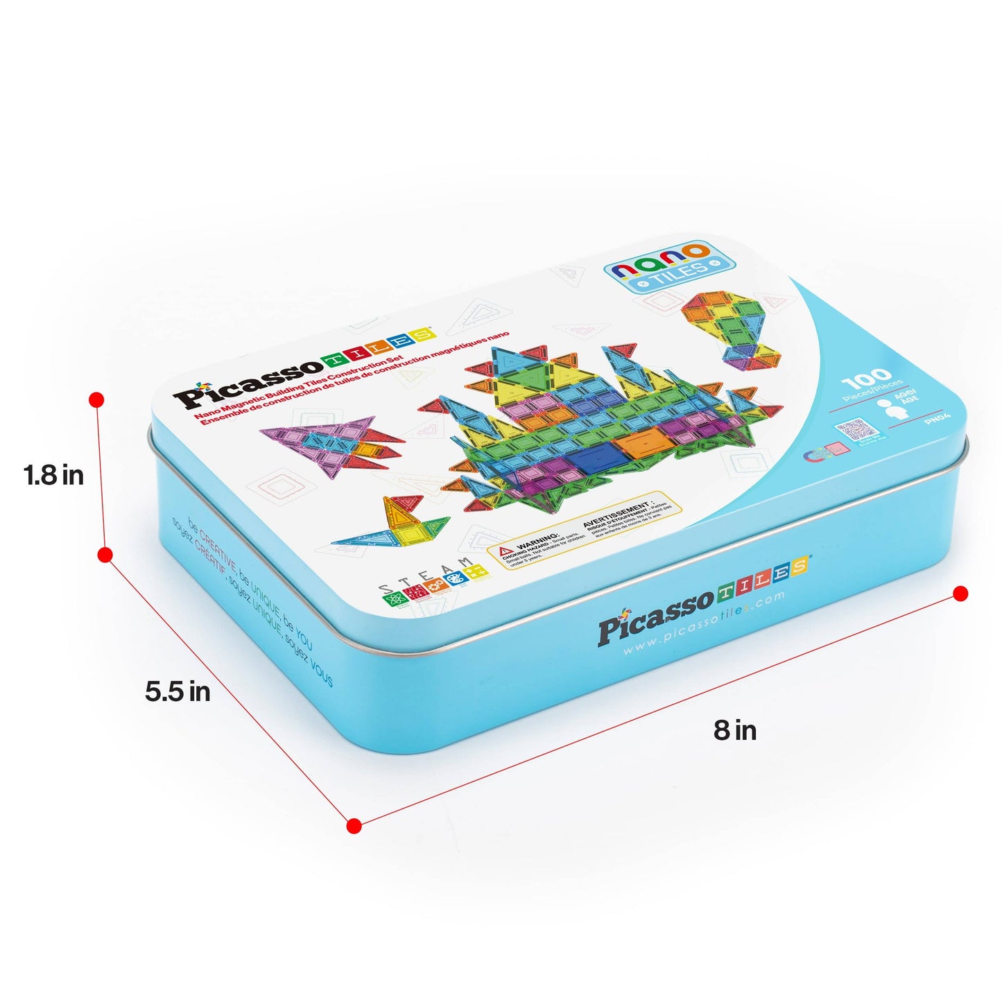 PicassoTiles 100pc Nano Magnetic Building Tiles Construction Travel Set