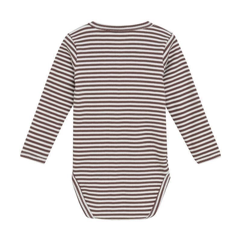 Minymo - Long Sleeve Striped Ribbed Onesie - 3M