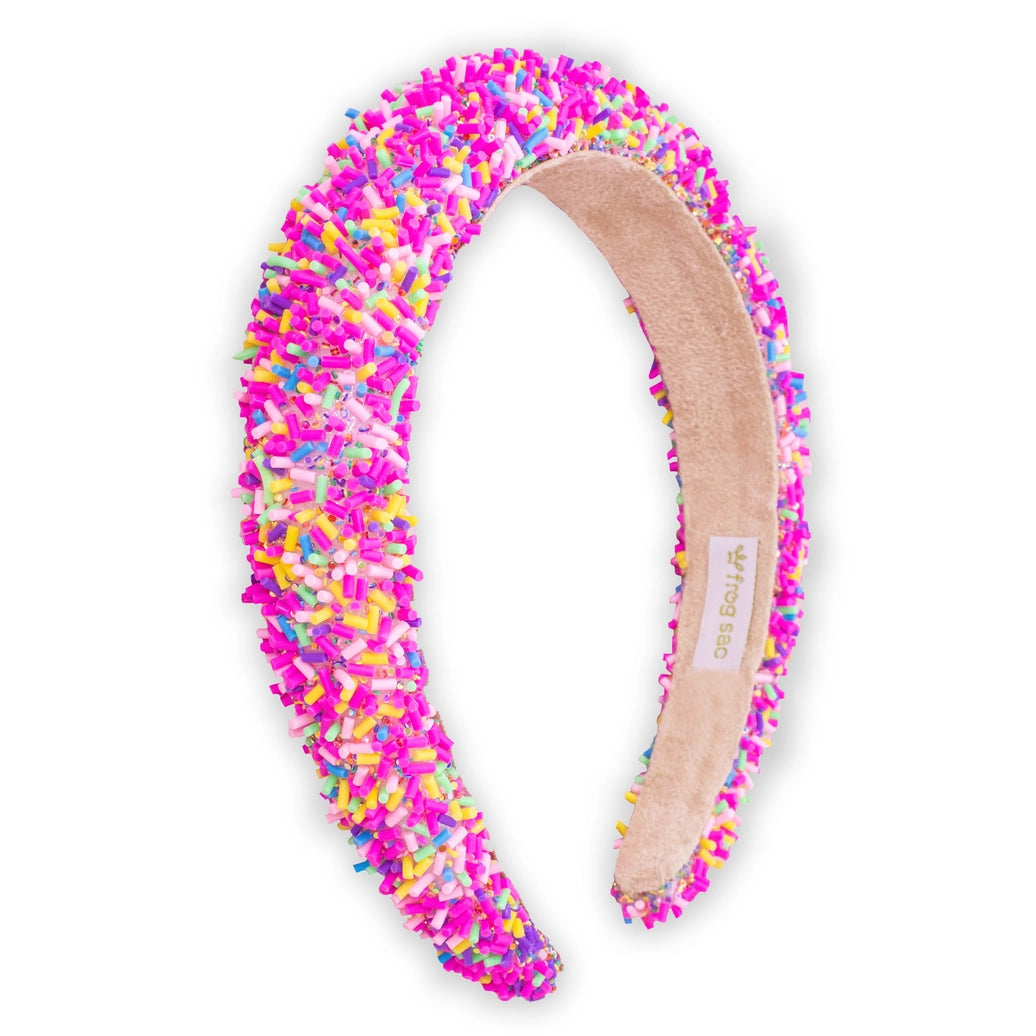 Frog Sac - Padded Sprinkles Headband - Hot Pink Confetti Hair Band